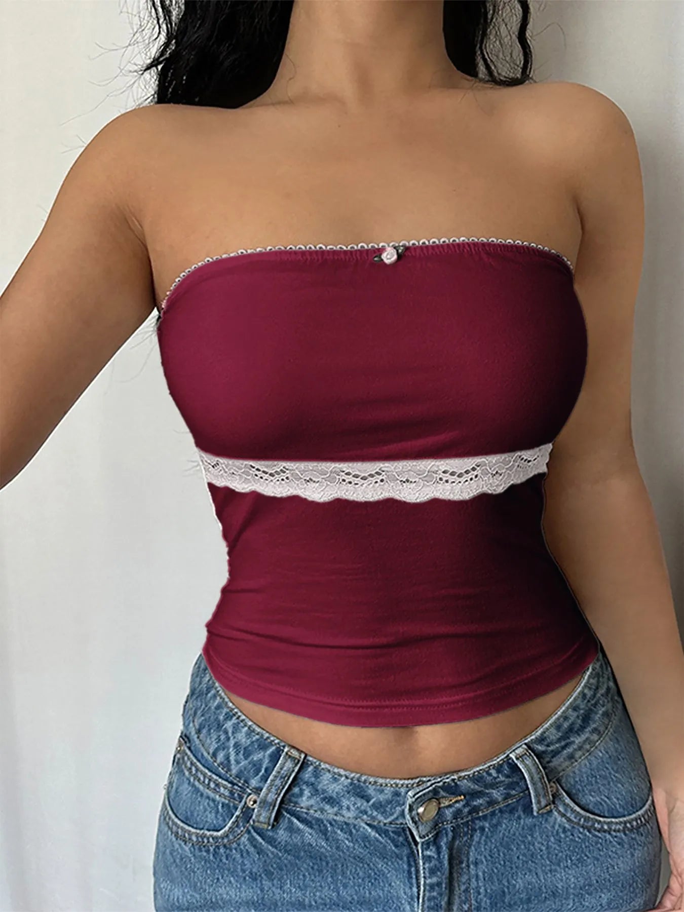 Flirty Lace Accent Tube Top