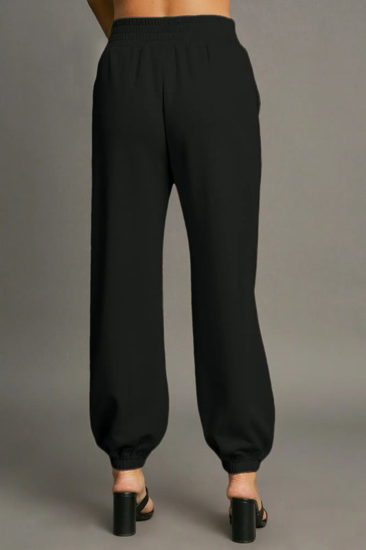 Black Joggers – Drawstring Waist, Seam Detail