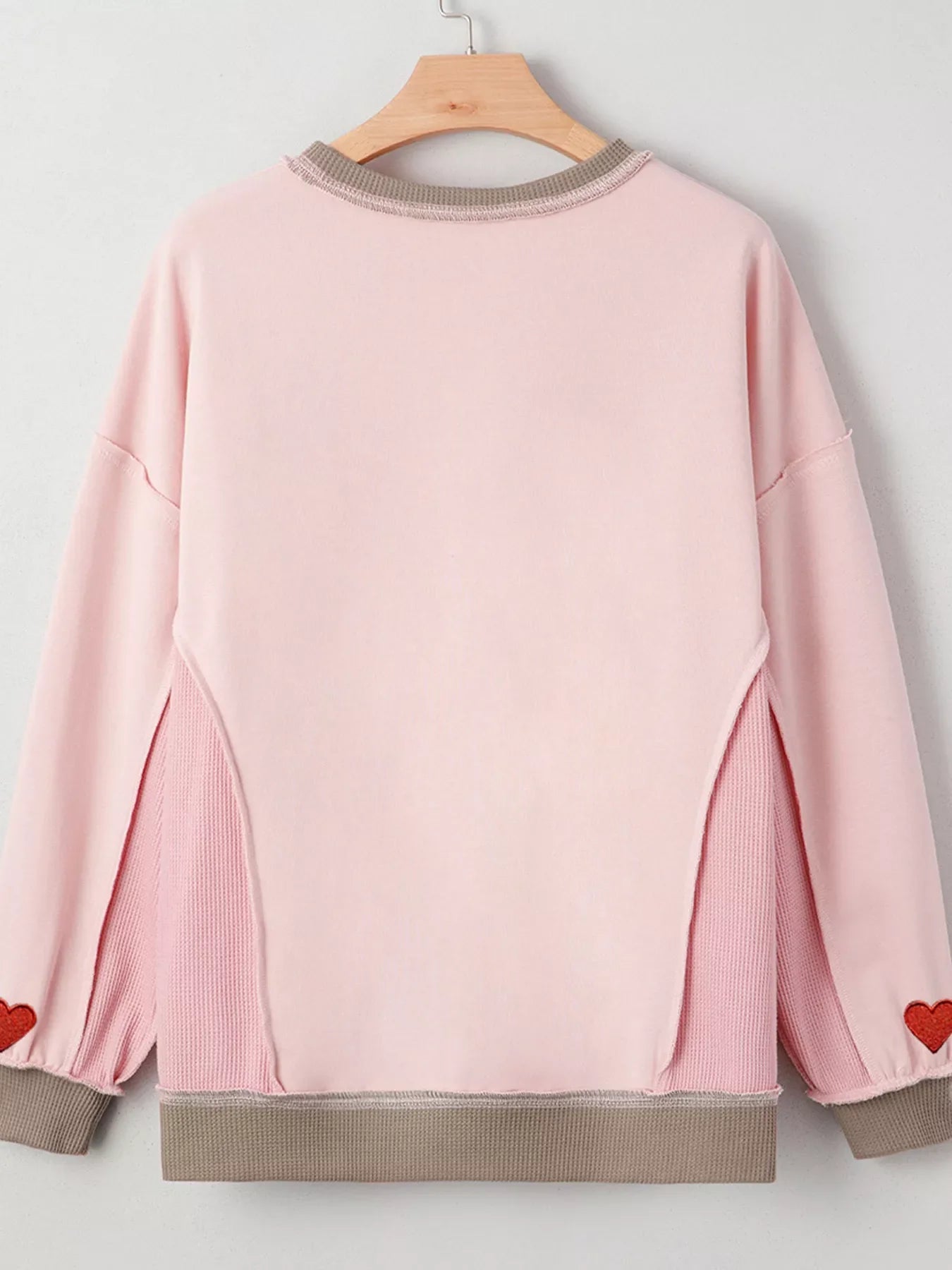 Valentines Color Block Patchwork Lovers Embroidered Letter Sweatshirt