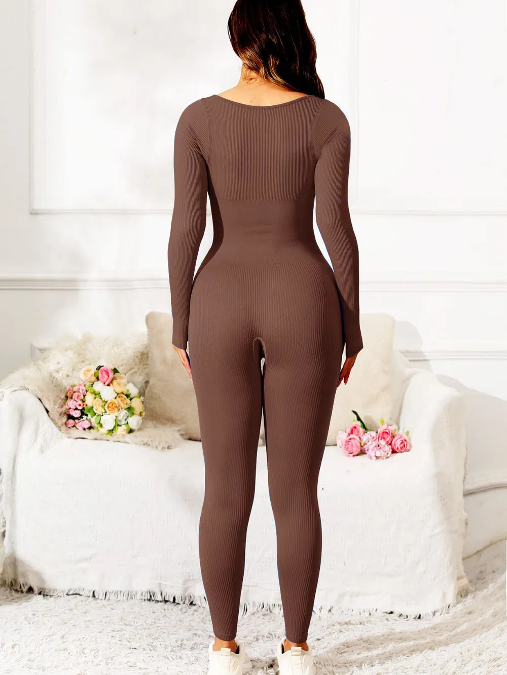 Long Sleeve Jumpsuit – Scoop Neck, Activewear Essential