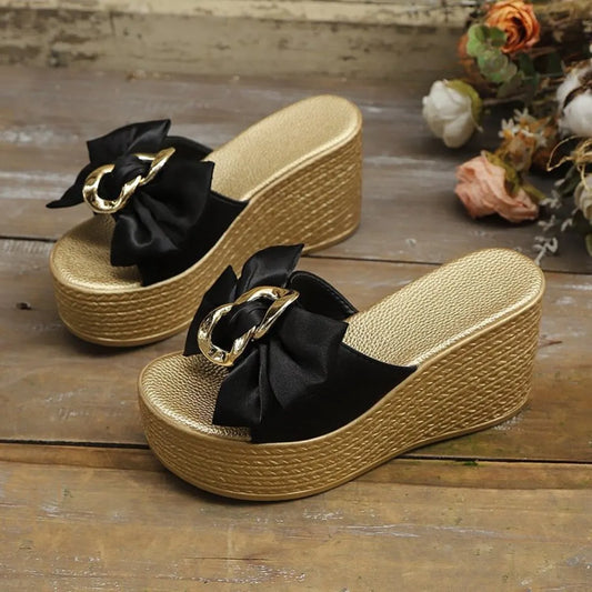 Wedge Sandals with Bow