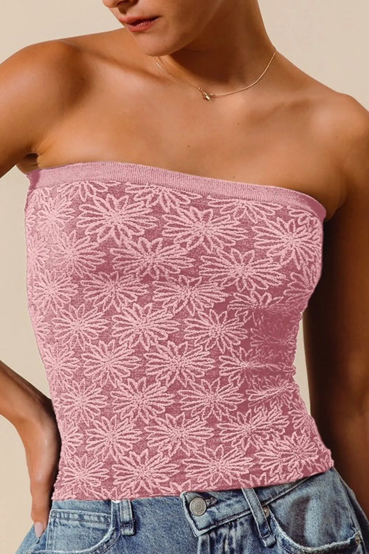 Blush Bloom Two-Tone Seamless Tube Top