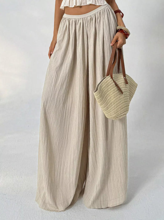Wide-Leg Textured Pants