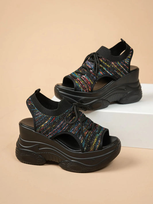 Lace-Up Platform Wedge Sandals – Fashion-Forward Lift