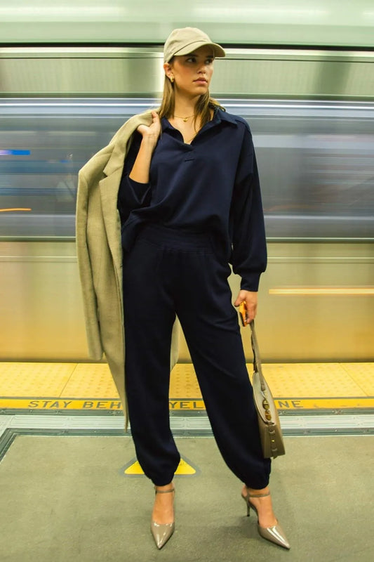 Chic Midnight Front Seam Joggers