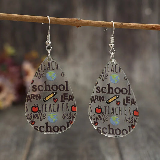 School Teardrop Dangle Earrings