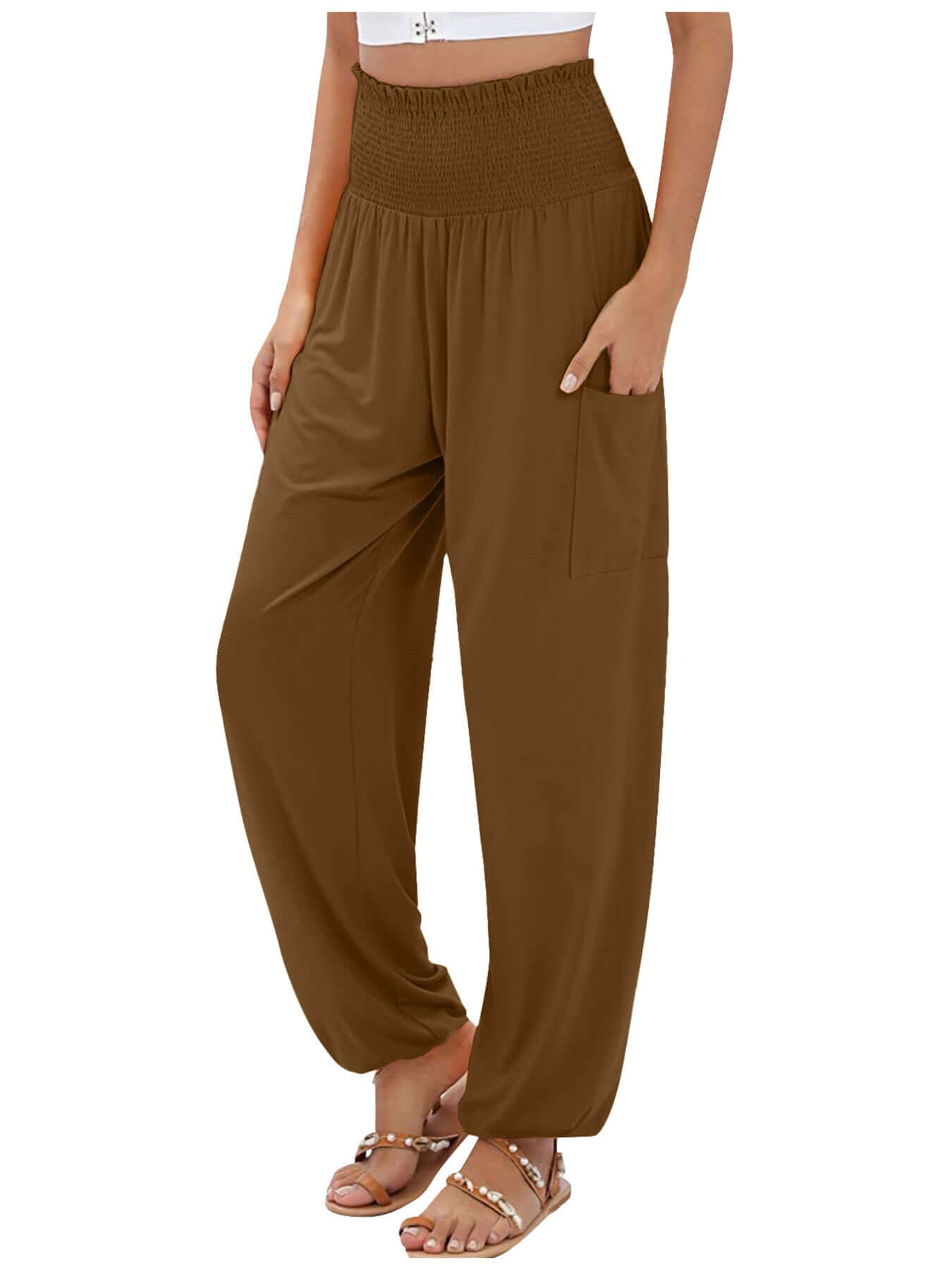 Smocked Waist Harem Pants with Pockets Size Inclusive (S to 5XL)