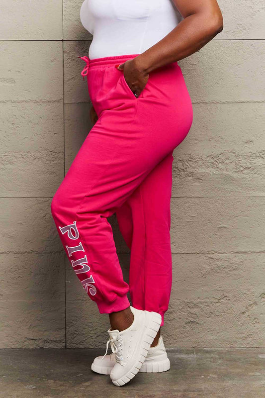 Simply Love Sweatpants – Pink Graphic, Full Size Fit
