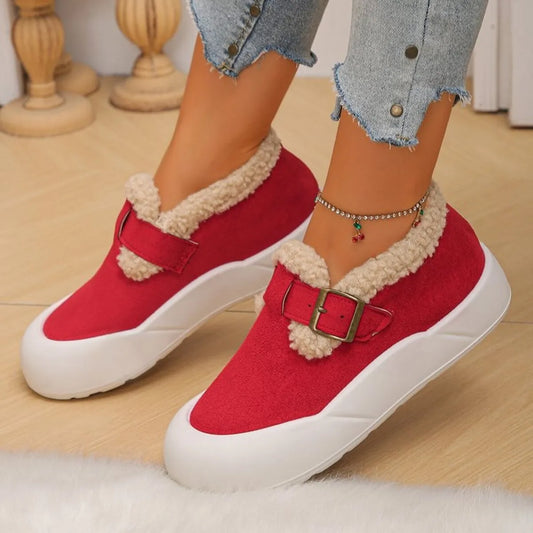 Women’s Round Toe Platform Slip-On Shoes – Comfortable Casual Elevated Loafers