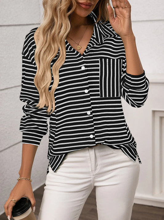 Chic Stripe Button-Up: Classic Style, All-Day Comfort
