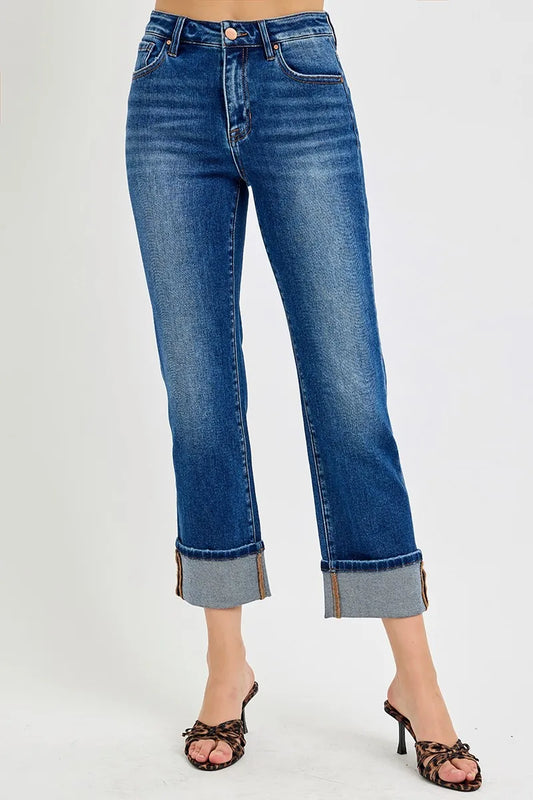 Curvy Fit High Rise Ankle Cuffed Jeans – Full Size