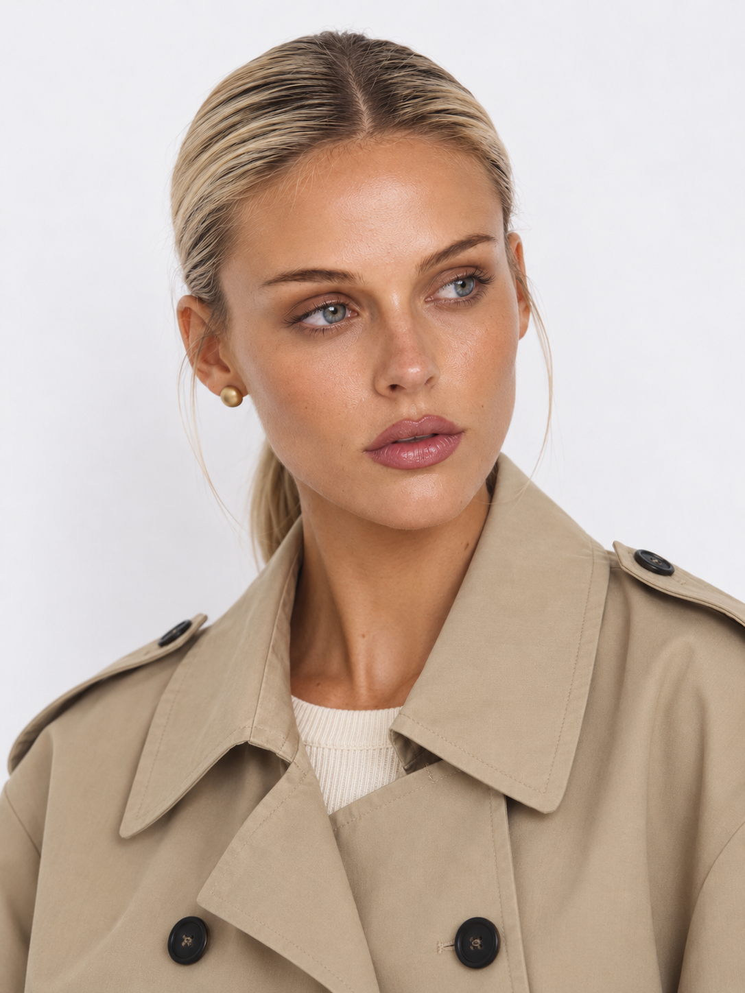 Women's Cropped Double-Breasted Trench Jacket COLETTE