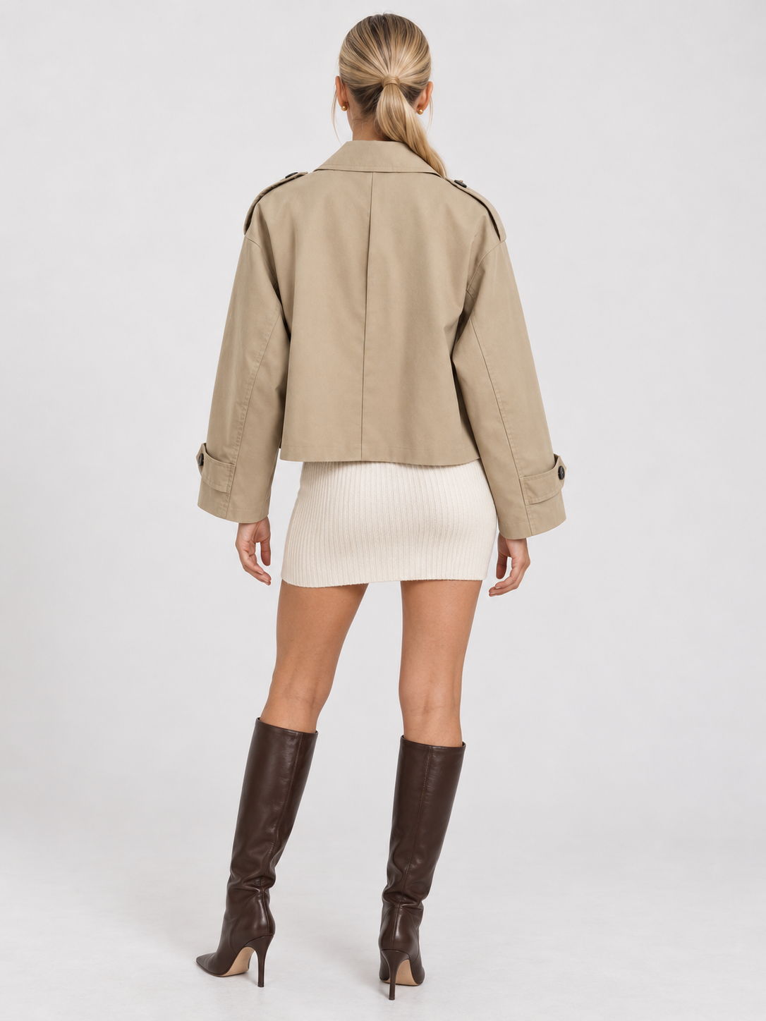 Women's Cropped Double-Breasted Trench Jacket COLETTE