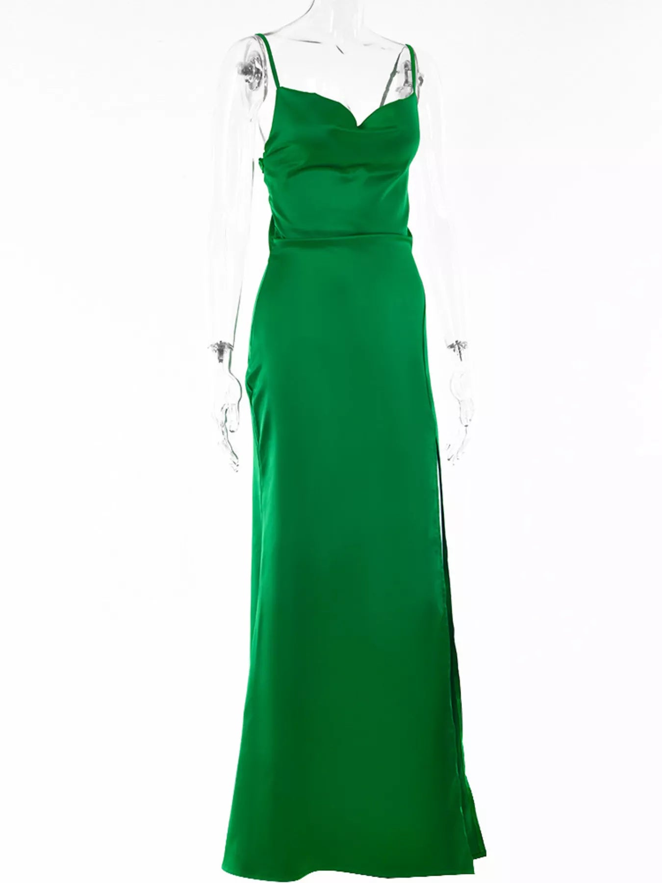 Ruched Split Spaghetti Strap Maxi Dress