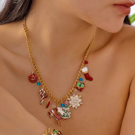 18K Gold-Plated Christmas Charm Necklace