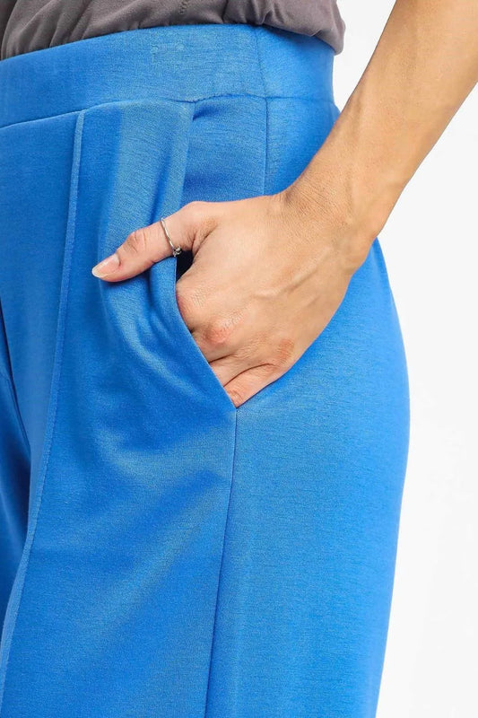 Sky Blue Luxe High Rise Wide Leg Pants