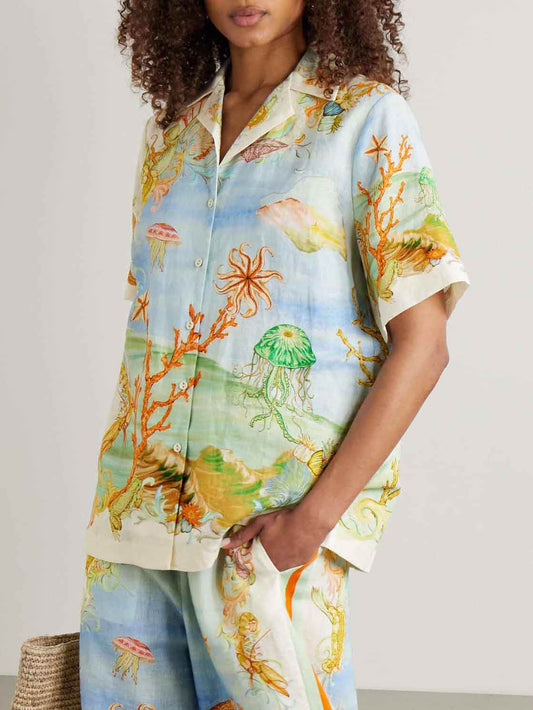 Unique Fantasy Ocean Coral Print Shirt