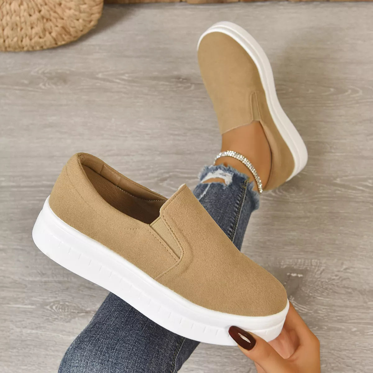 Slip-On Platform Shoes - Round Toe