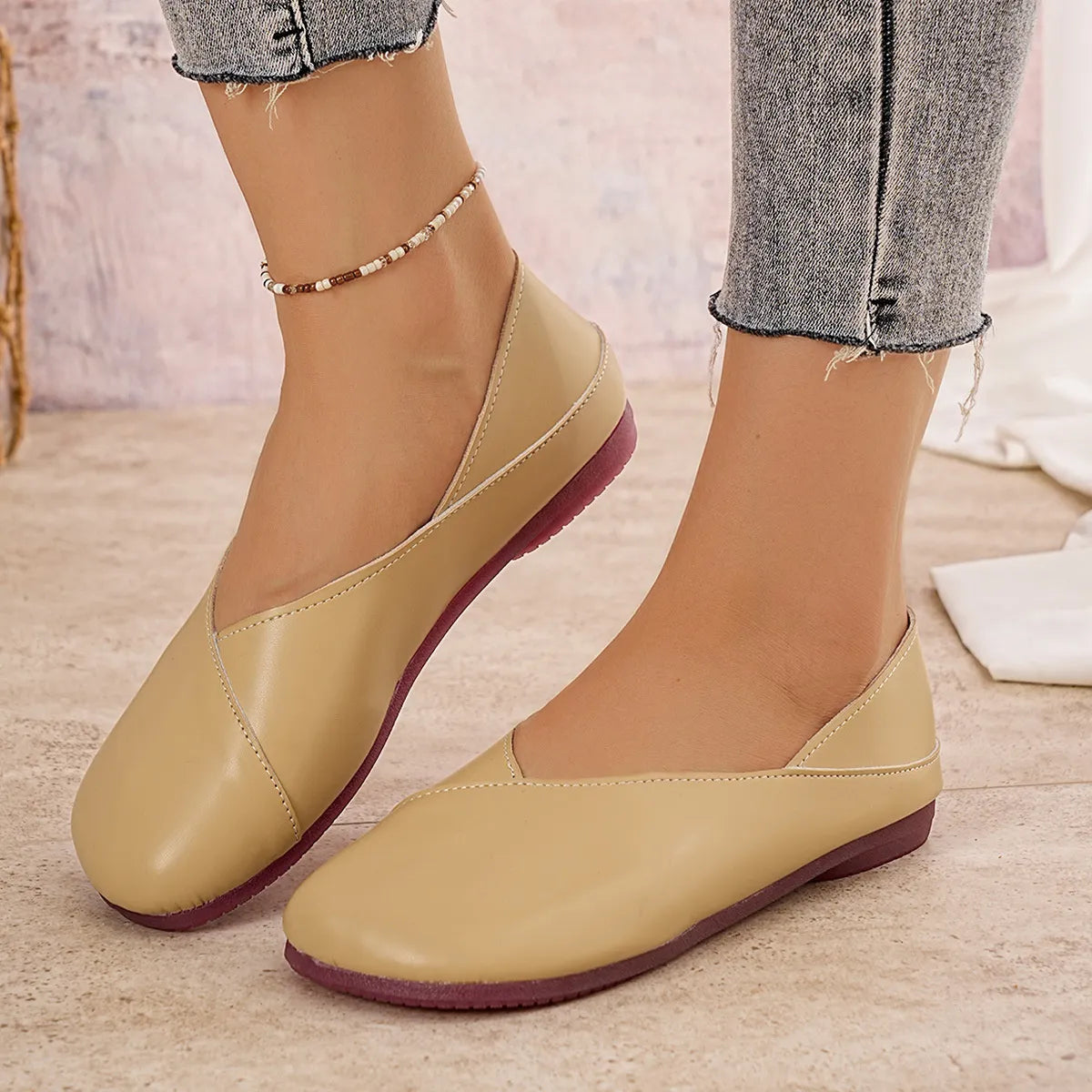 Women’s Round Toe Flats Slip-On Shoes – Comfortable Casual Ballet Loafers