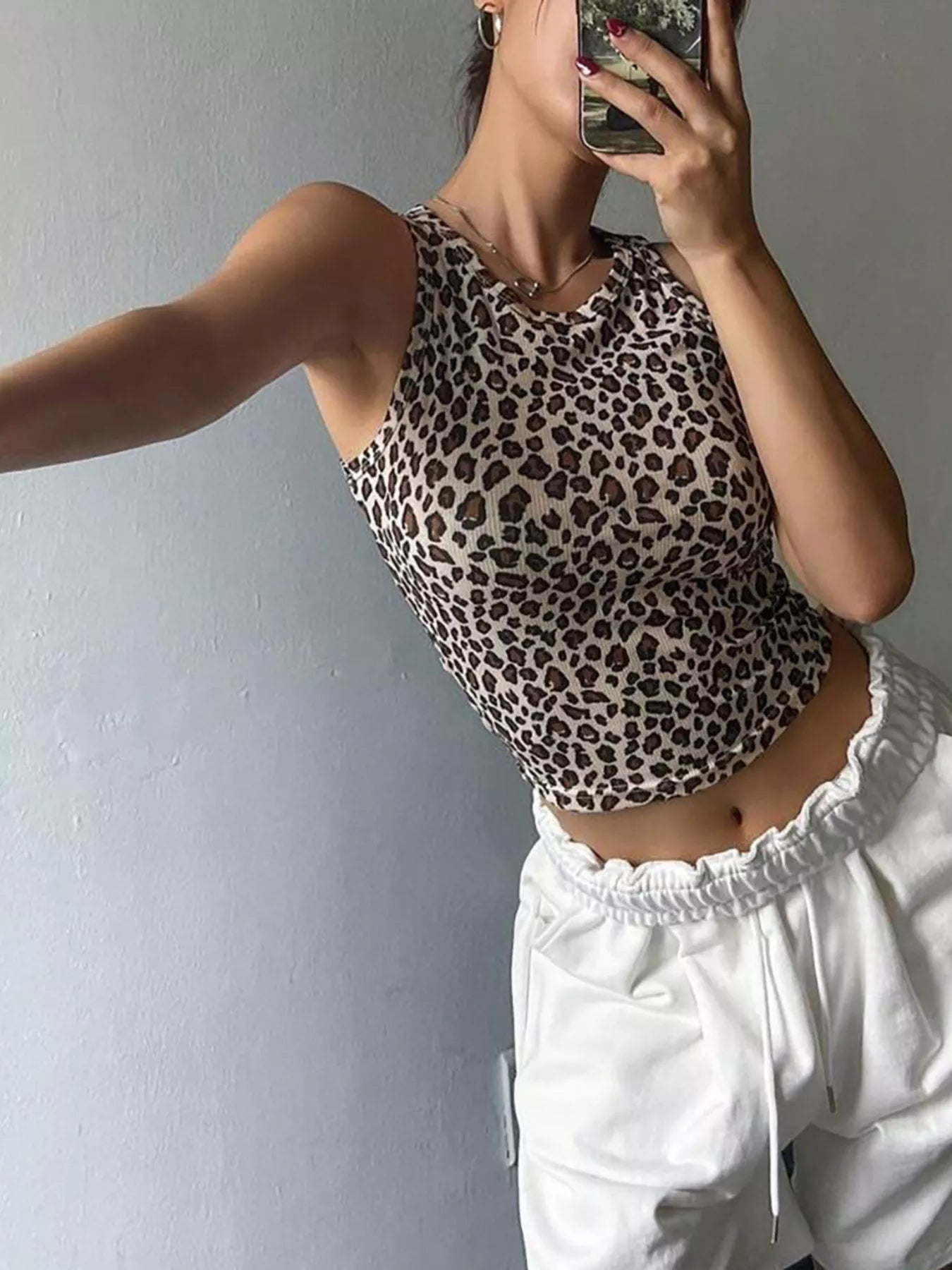 Leopard Ribbed Knit Tank