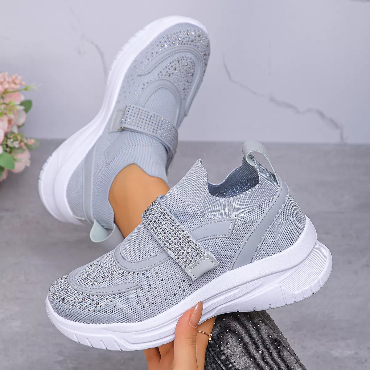 Mesh Sneakers with Round Toe