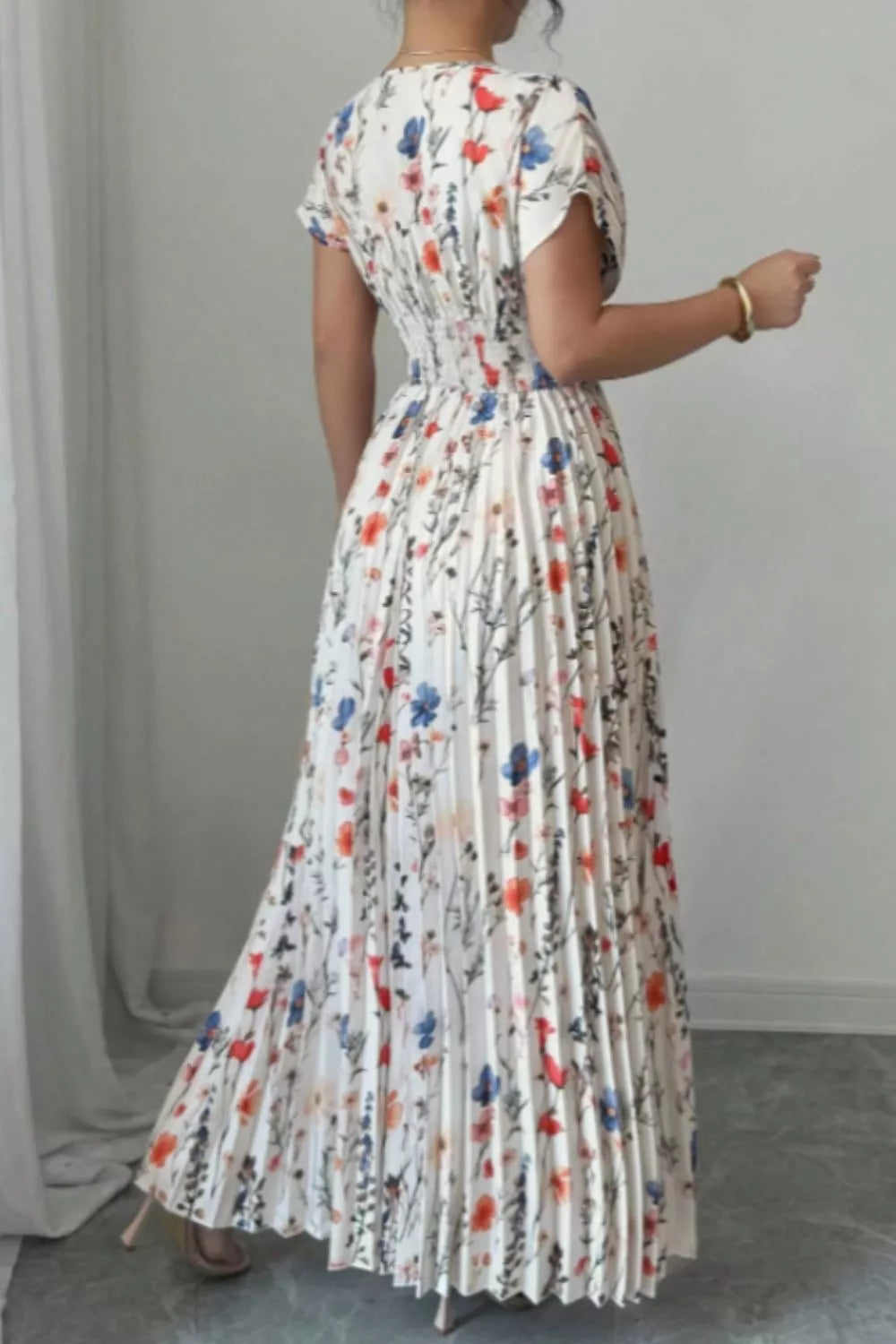 Floral Dress for Women Pleated Maxi Dress