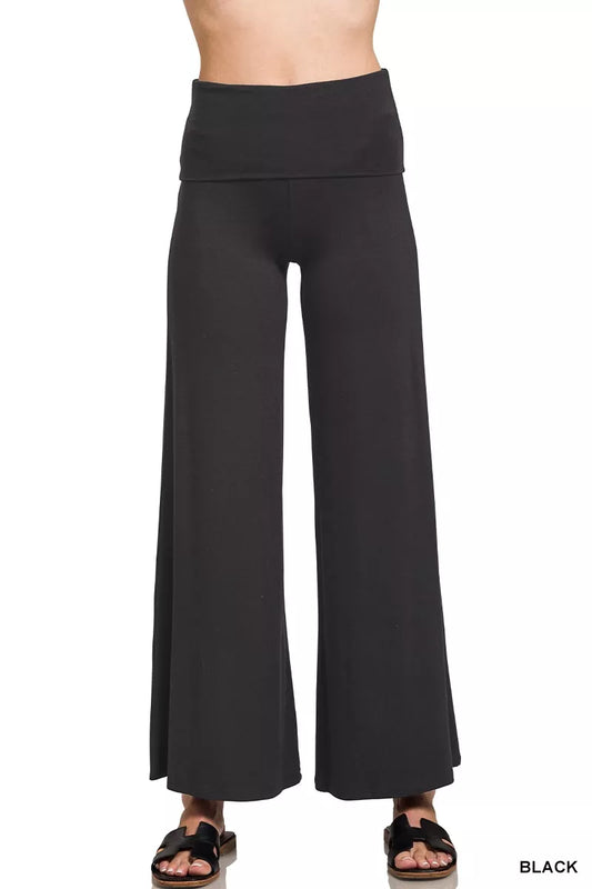 Fold Over Waist Comfy Wide Leg Pants – Inclusive Sizing (S–3XL)