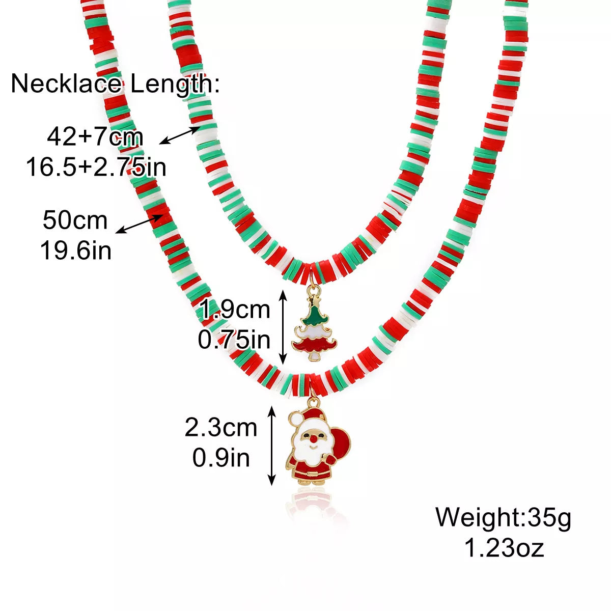 Alloy Christmas Necklace with Santa and Christmas Tree Pendant