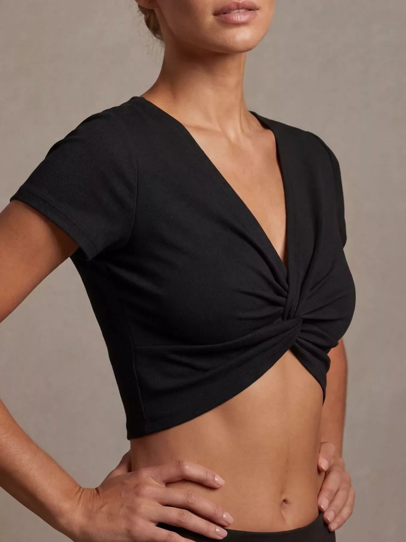 Twist Front Shirt Cropped Top