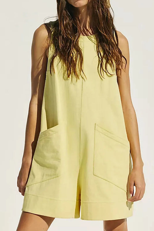 Sleeveless Romper - Round Neck