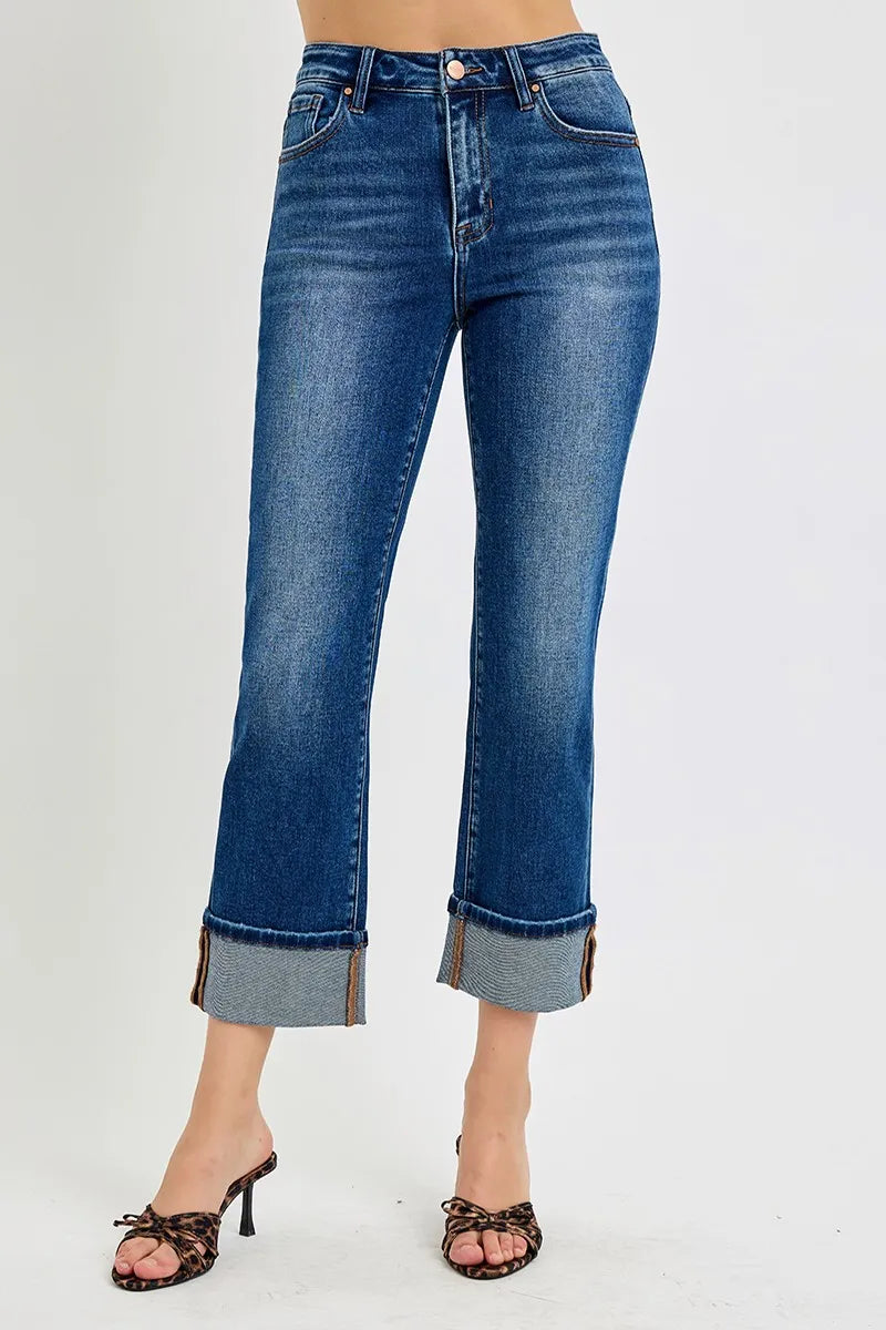 Curvy Fit High Rise Ankle Cuffed Jeans – Full Size