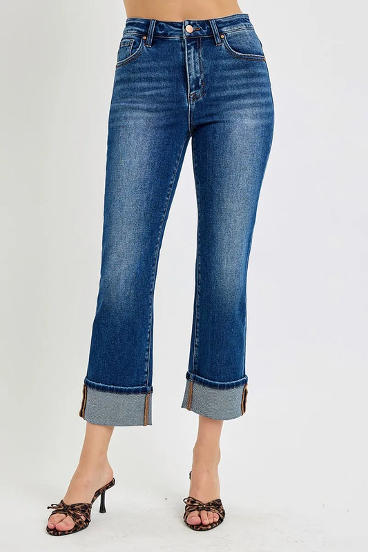 Curvy Fit High Rise Ankle Cuffed Jeans – Full Size