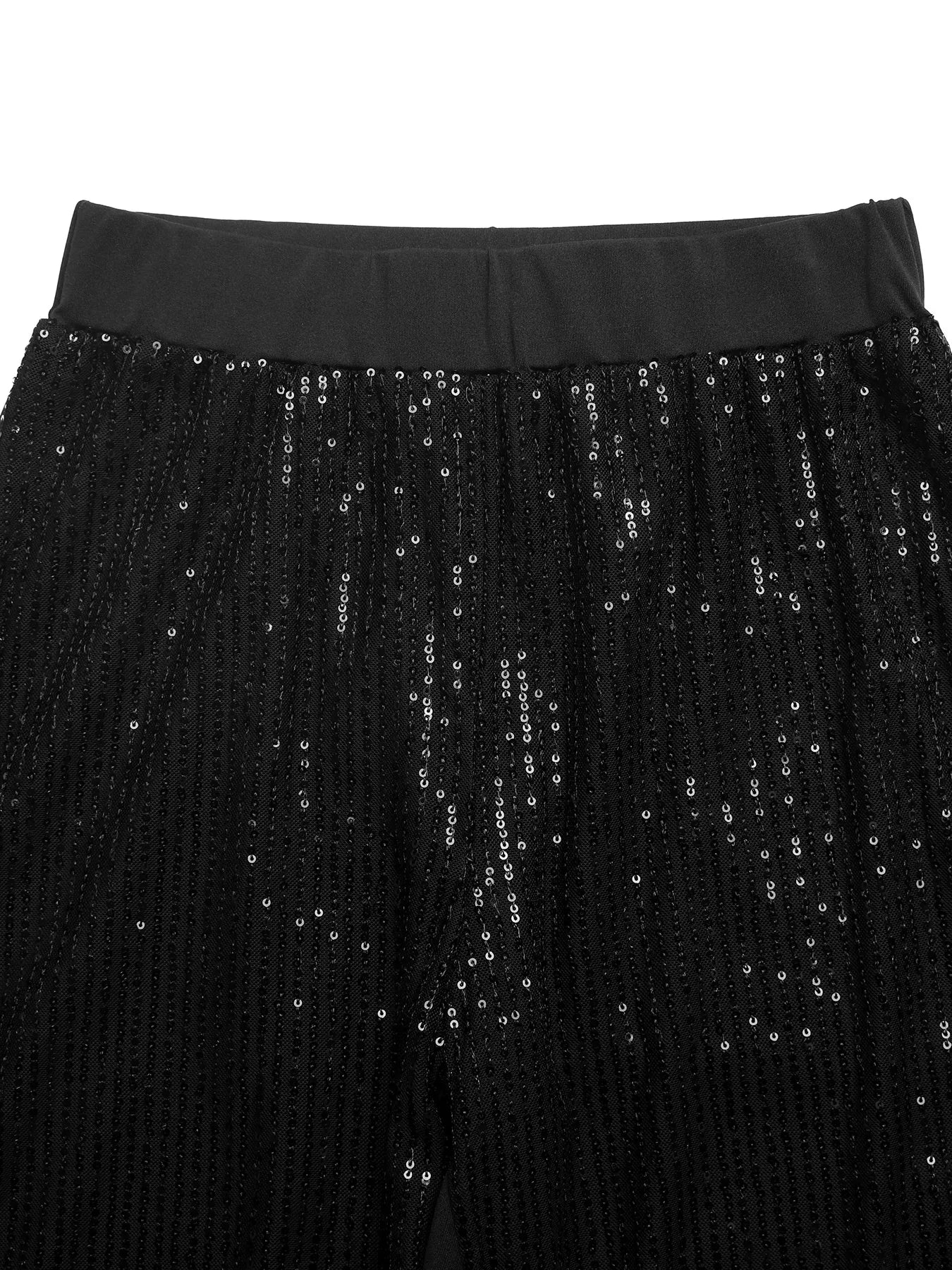 Black Sequin Wide Leg Pants