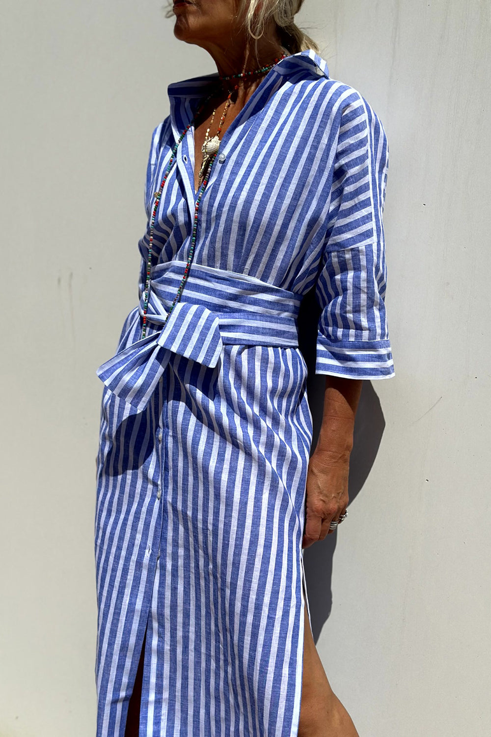 Camila | Stylish Striped Slit Shirt Dress