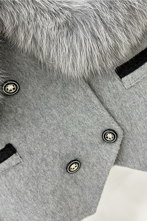 Hallie | Faux Fur Trim Double-Breasted Jacket