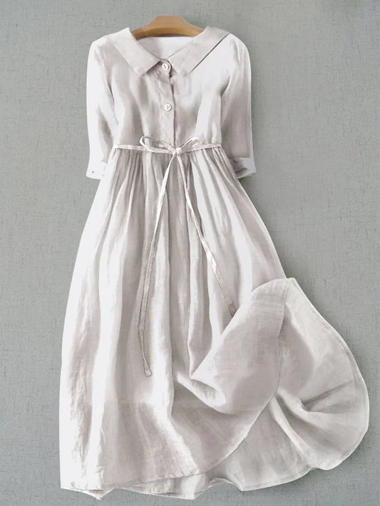 Lux - Elegant Short Sleeve Dress with Waist Ties