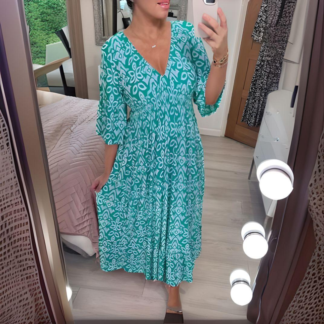 Malina – Langes Sommer-Strandkleid mit ausgestellten Ärmeln