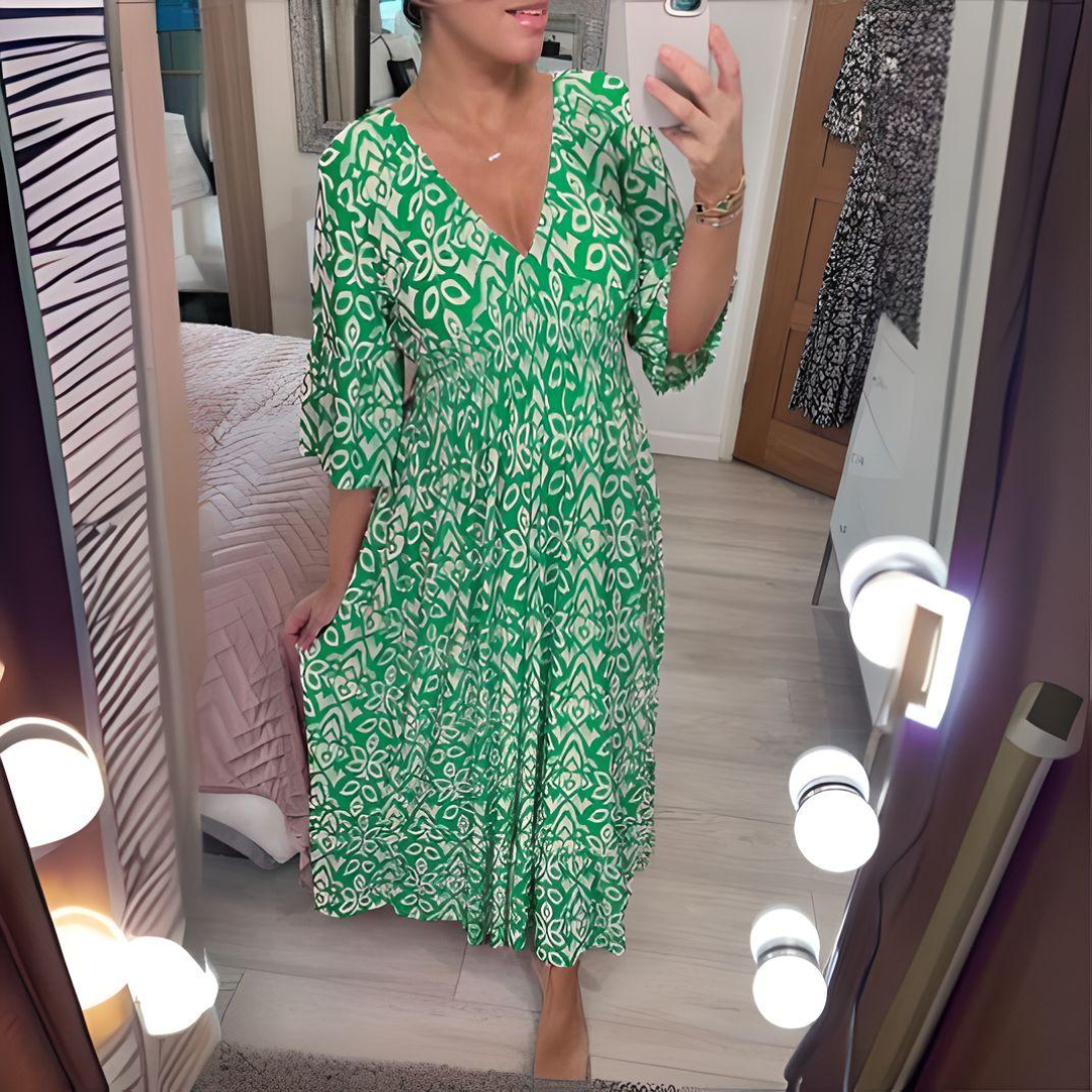 Malina – Langes Sommer-Strandkleid mit ausgestellten Ärmeln