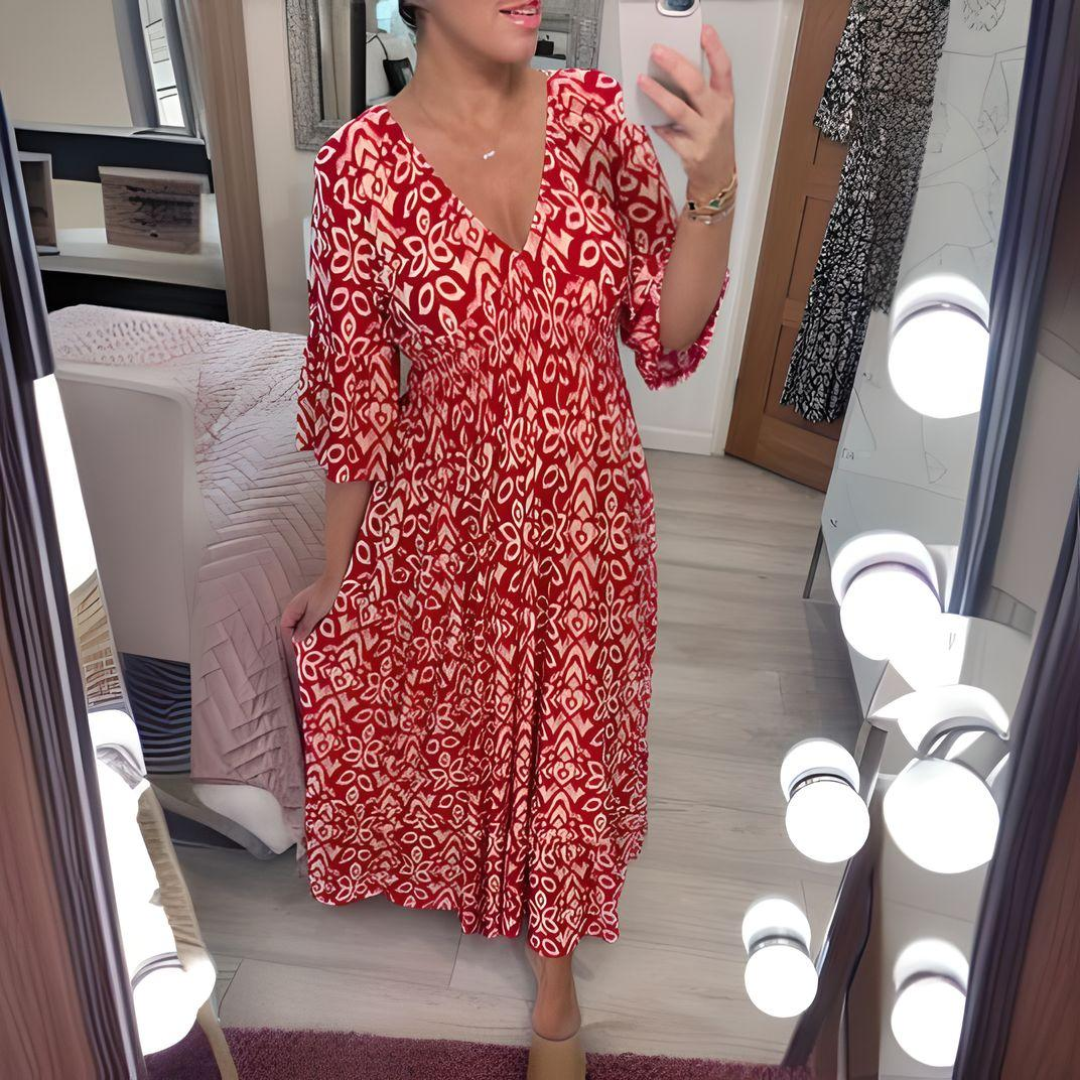 Malina – Langes Sommer-Strandkleid mit ausgestellten Ärmeln