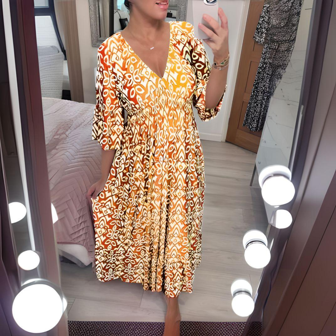 Malina – Langes Sommer-Strandkleid mit ausgestellten Ärmeln