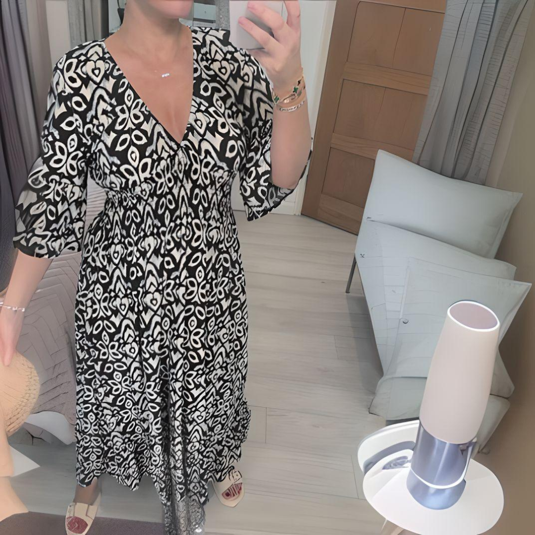 Malina – Langes Sommer-Strandkleid mit ausgestellten Ärmeln