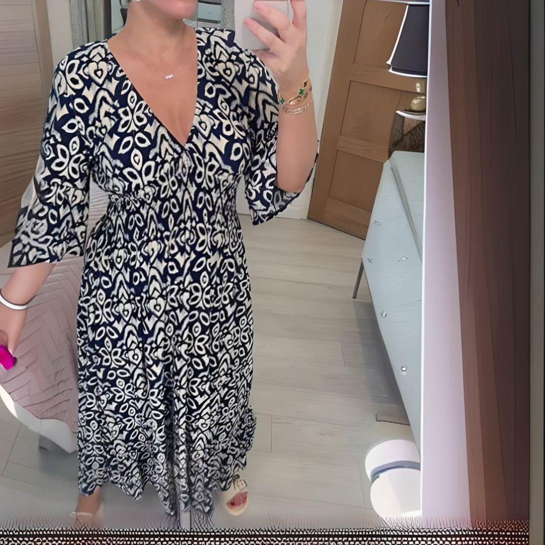 Malina – Langes Sommer-Strandkleid mit ausgestellten Ärmeln