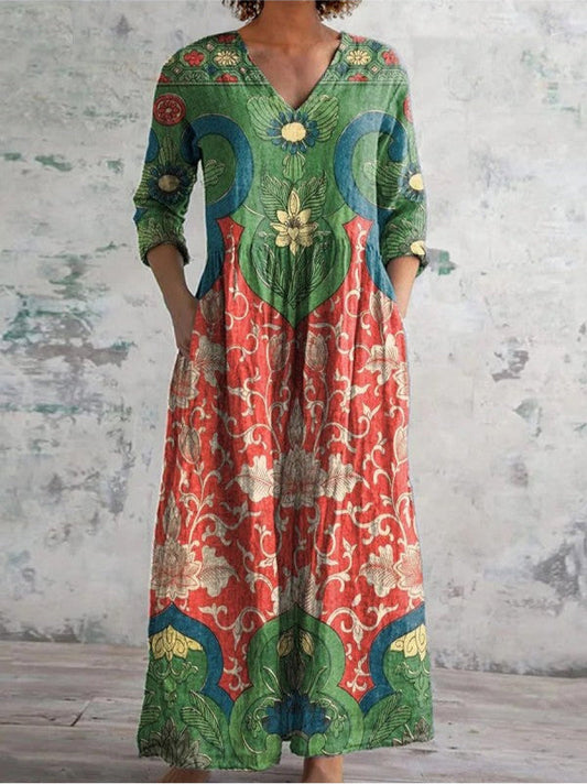 Judith | Maxikleid mit Vintage-Blumenmuster