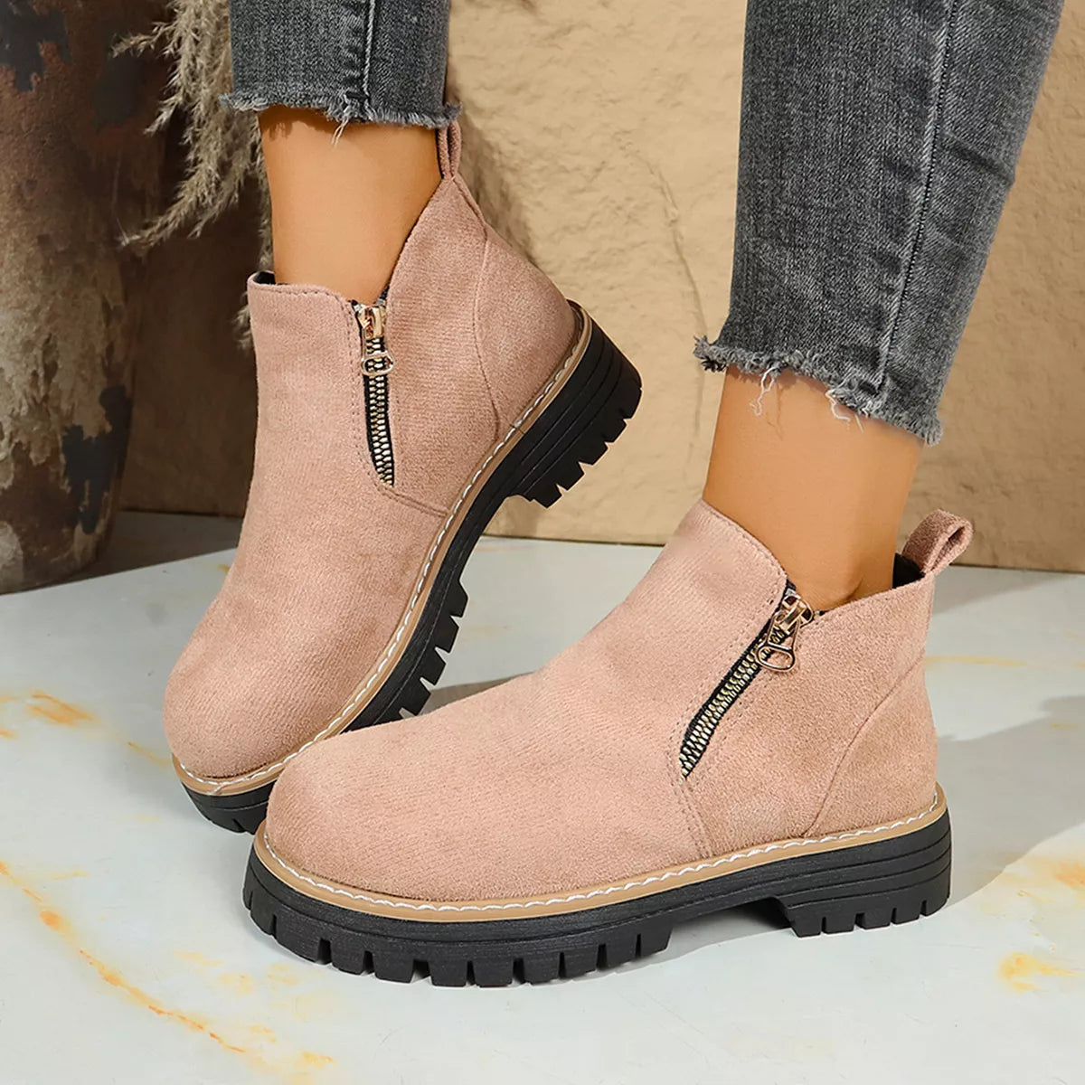 Round Toe Platform Boots