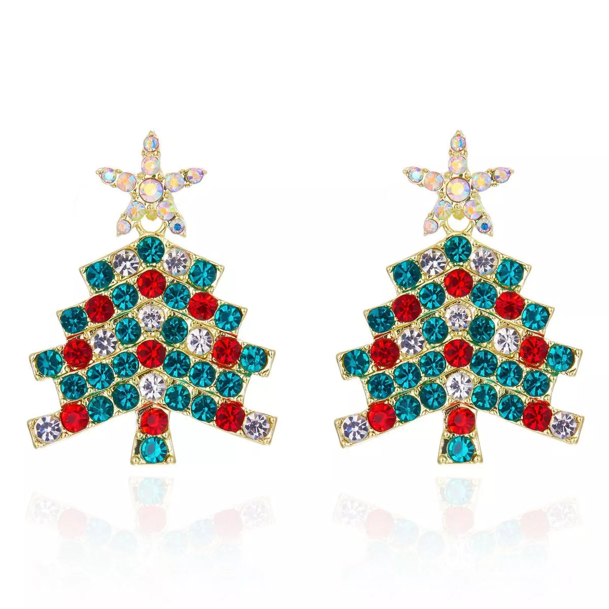 Christmas Tree Rhinestone Earrings