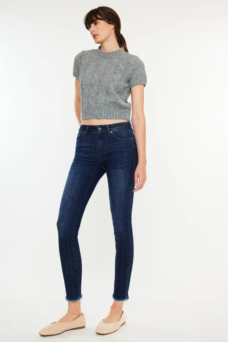 Dark Indigo High Rise Slim Ankle Jeans