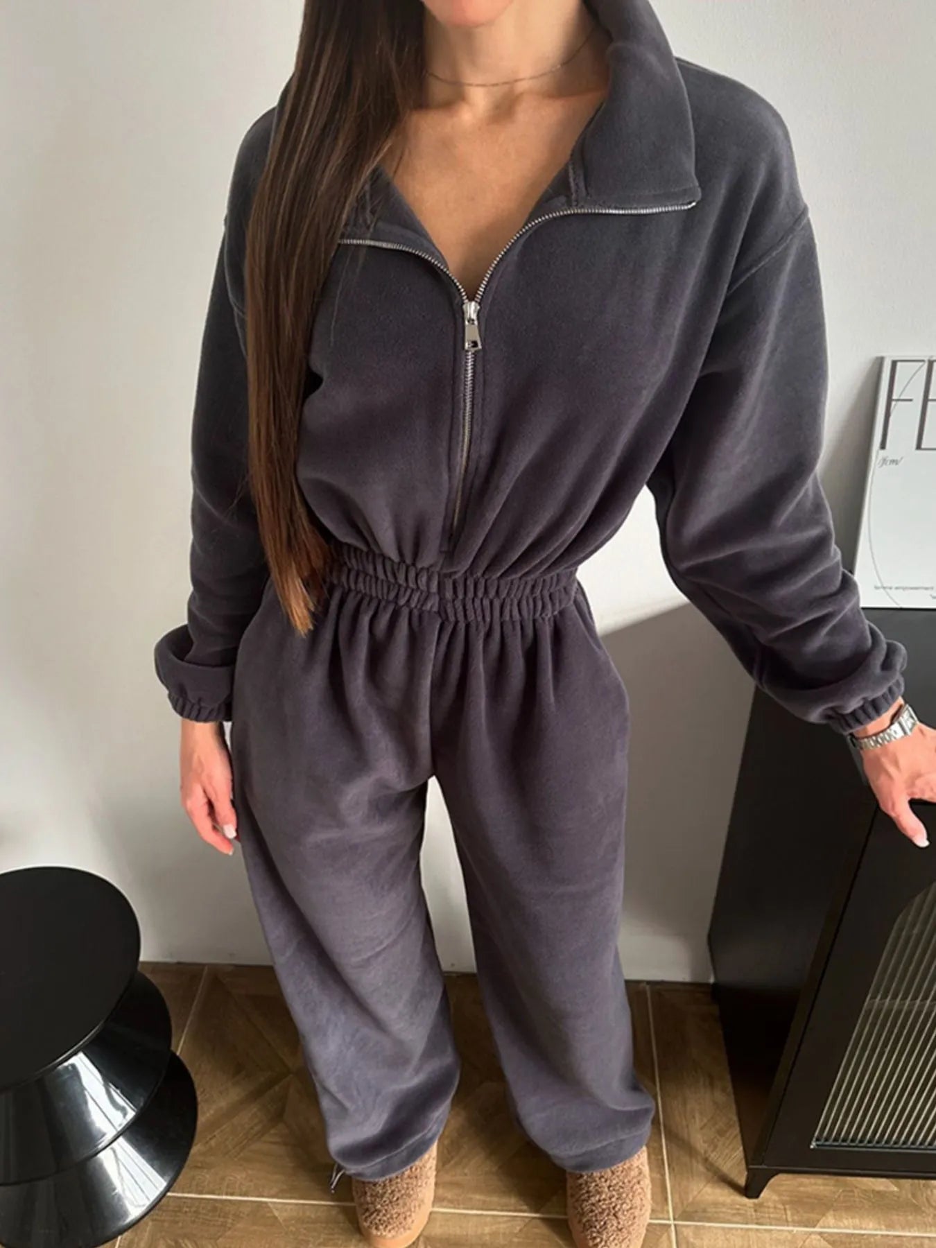 Women's Jumpsuit Zip Front Long Sleeve