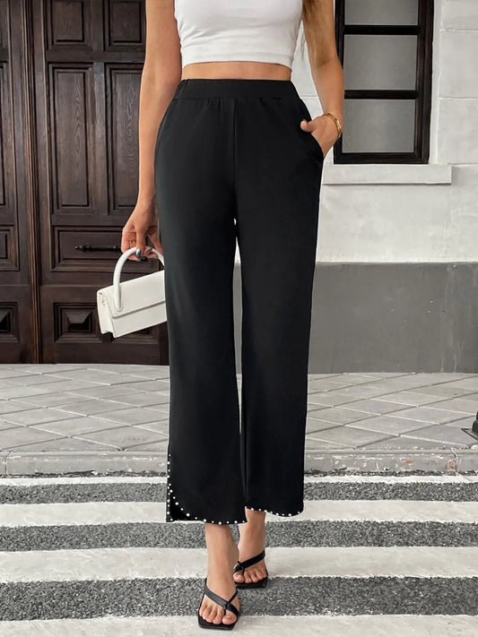 Midnight Pearl Cropped Wide Leg Pants