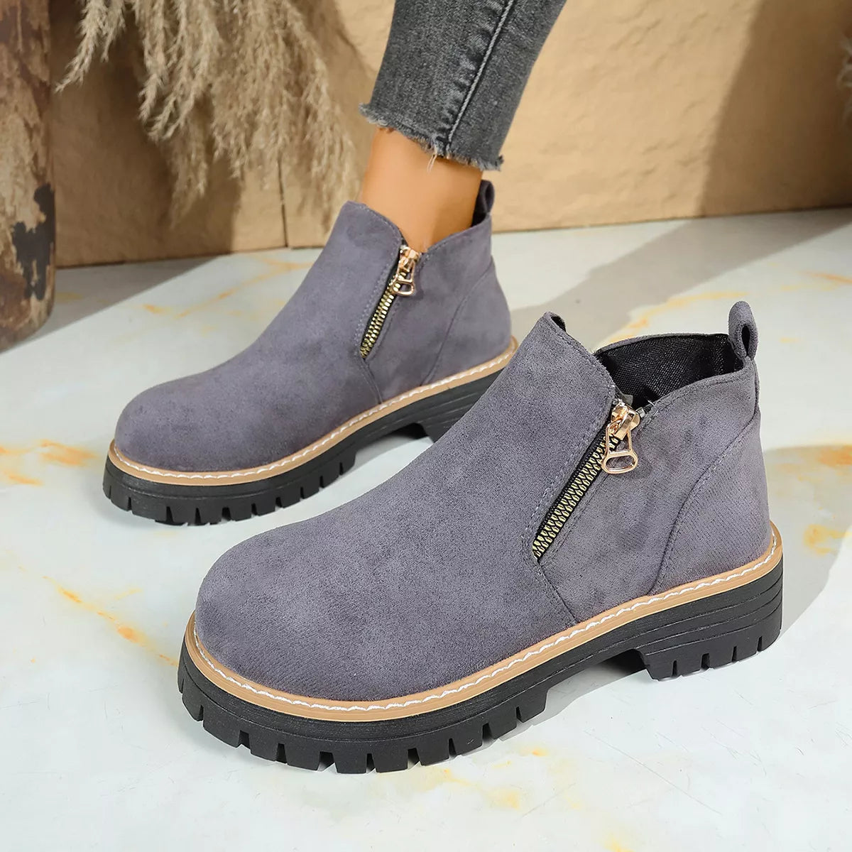Round Toe Platform Boots