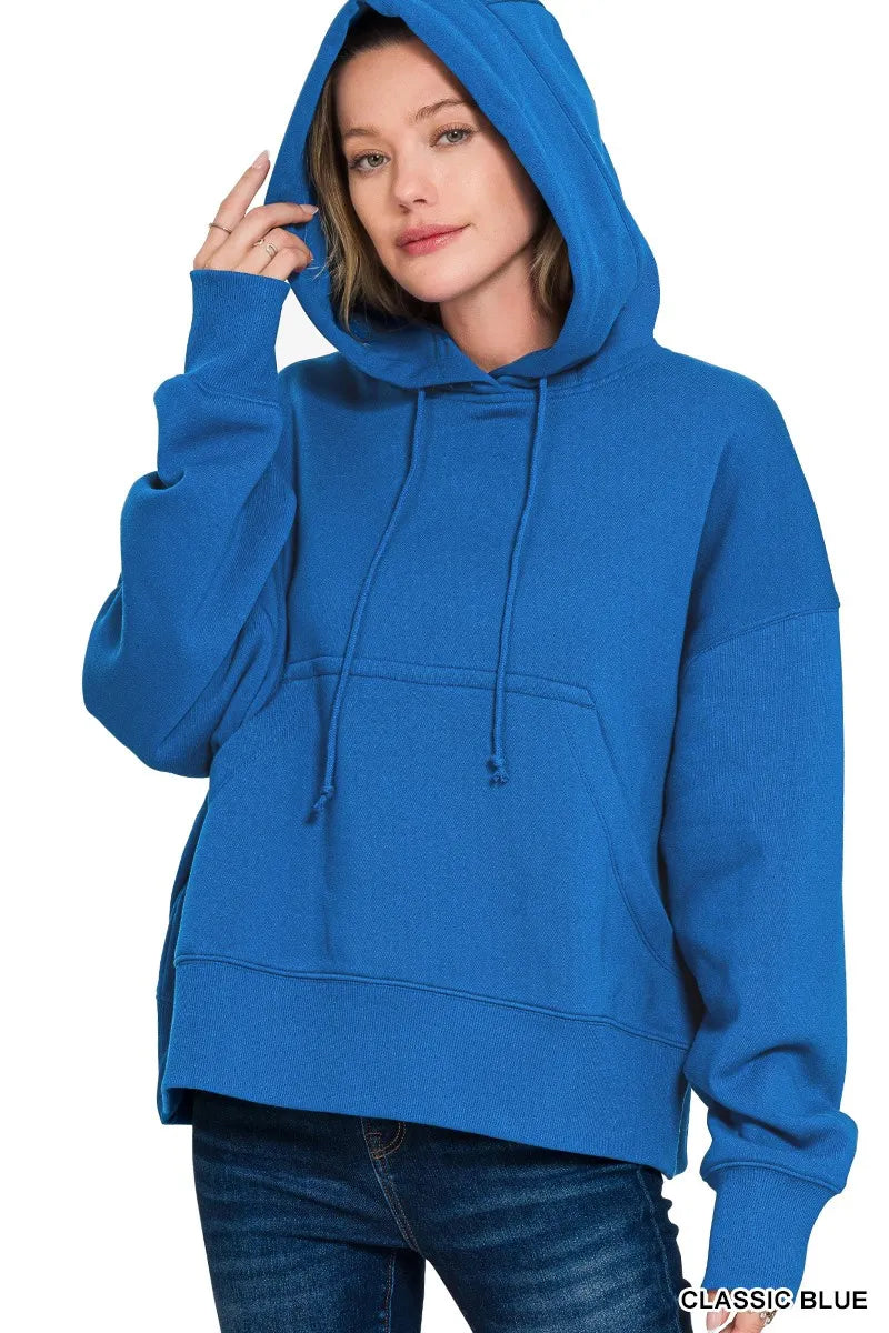 Classic Blue Fleece Kangaroo Pocket Hoodie